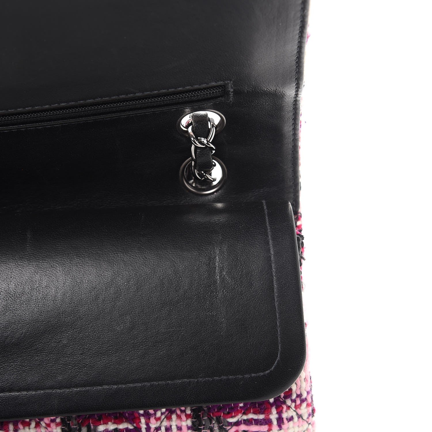 Chanel Tweed Quilted Medium Double Flap Pink Black 9 of 12