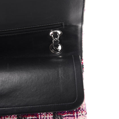 Chanel Tweed Quilted Medium Double Flap Pink Black 9 of 12