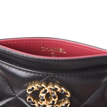 Chanel Shiny Goatskin Quilted Chanel 19 Card Holder Black 8 of 11