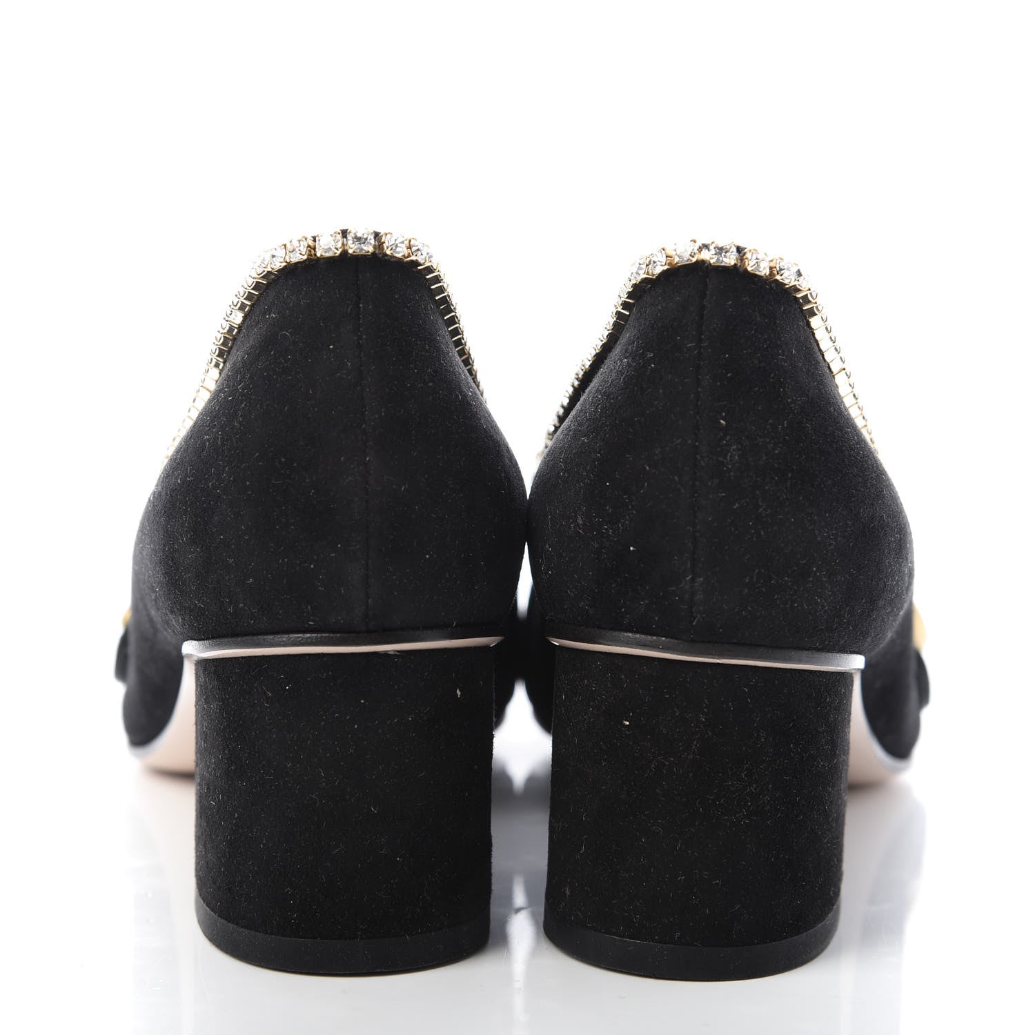 Gucci Kid Scamosciato Crystal GG Marmont Fringe 50mm Loafer Pumps 36 Black 6 of 9