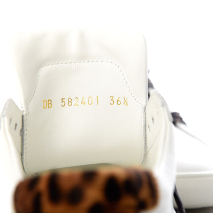Saint Laurent Calfskin Leopard Print Andy Low Top Sneakers 36.5 White 10 of 11