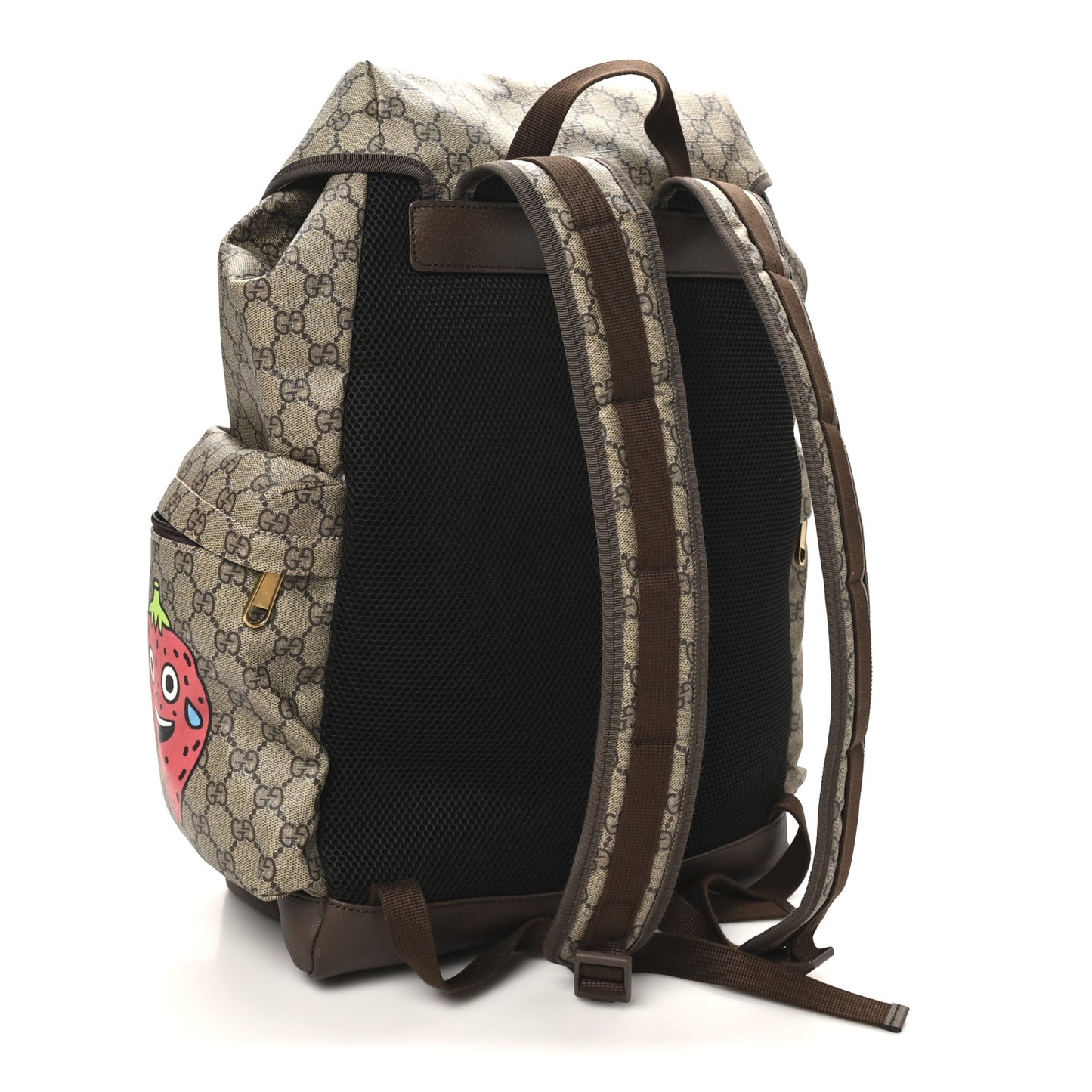 X Pablo DelCielo GG Supreme Monogram Web Cat Print Skateboard Backpack Brown