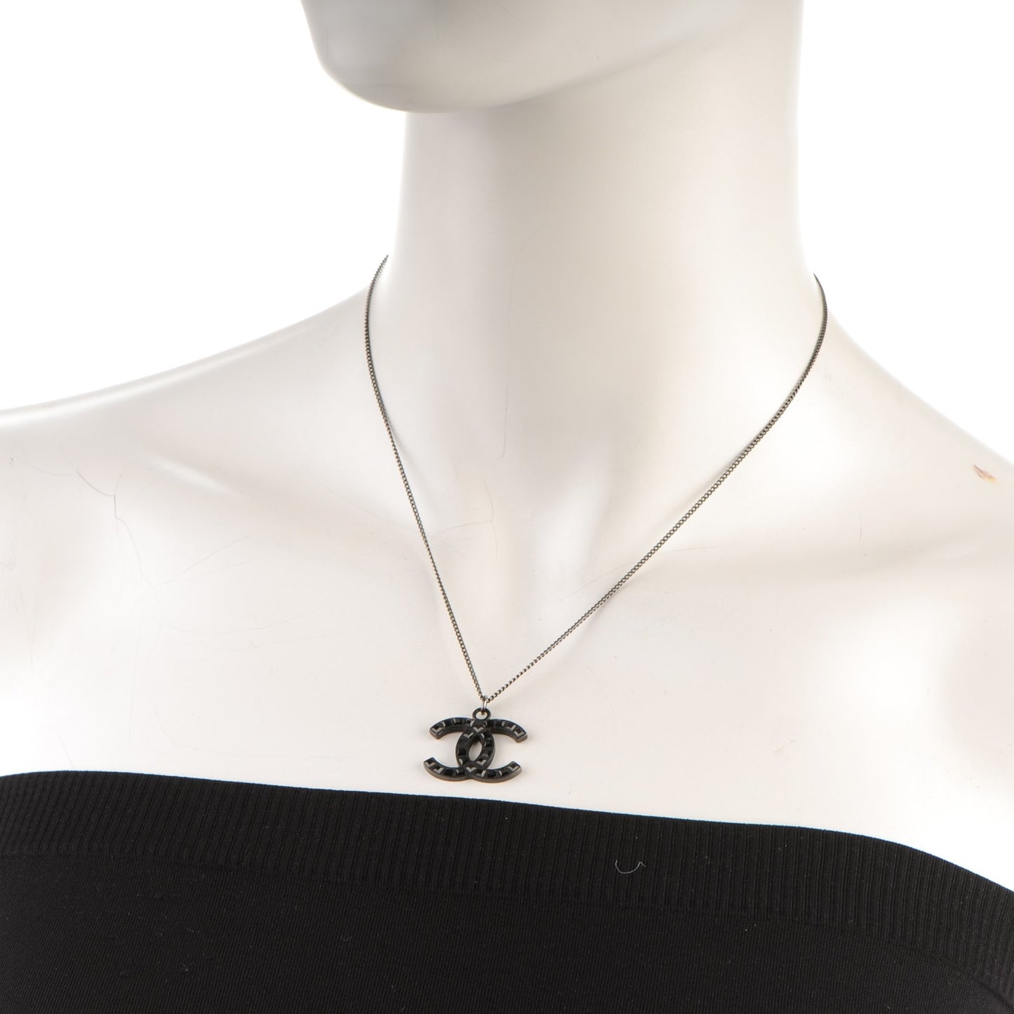 Ruthenium Baguette Crystal CC Necklace Black