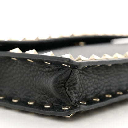 Valentino Garavani Pebbled Calfskin Rockstud Flap Wallet On Chain Black 8 of 9