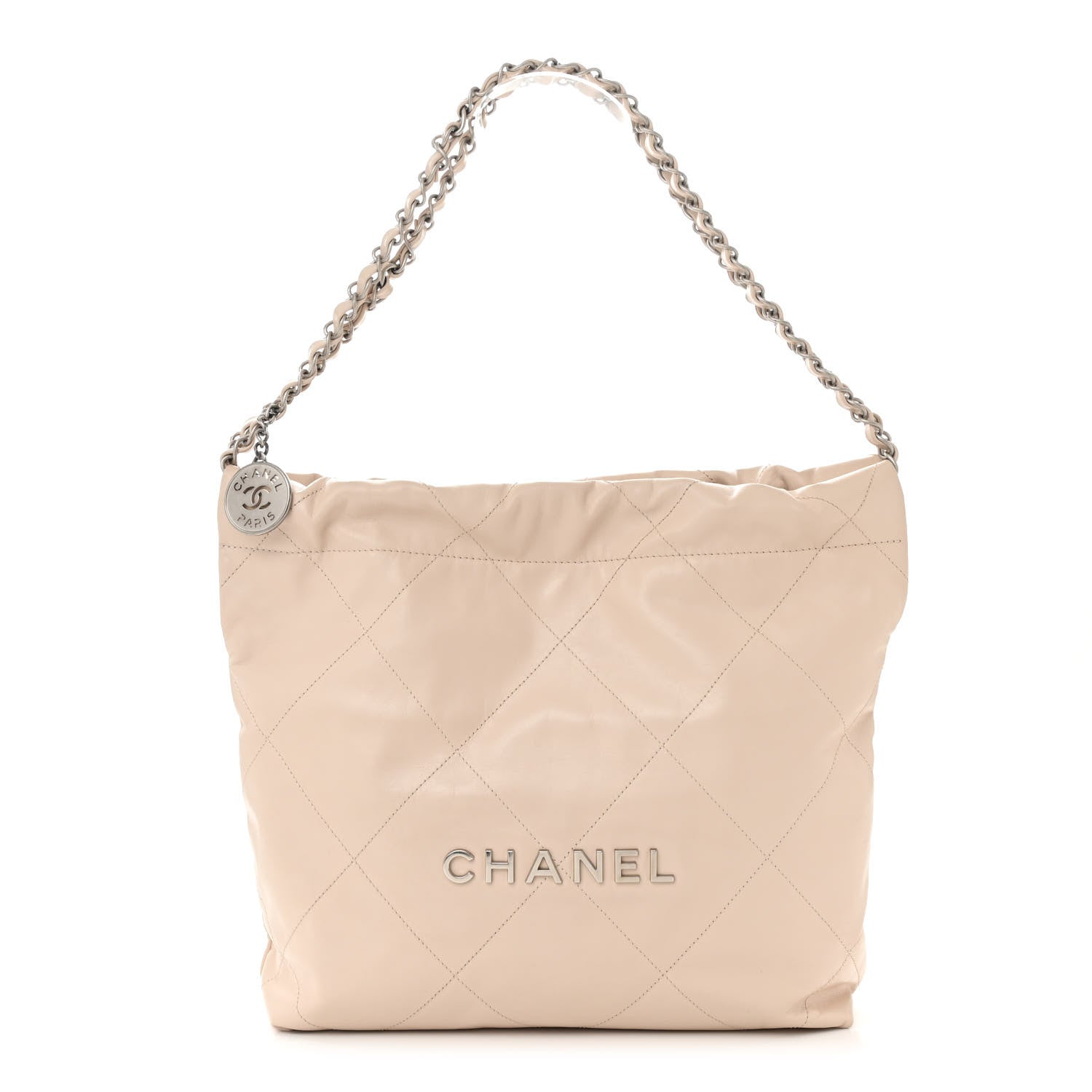 Chanel Shiny Calfskin Quilted Small Chanel 22 Ecru 1 of 11