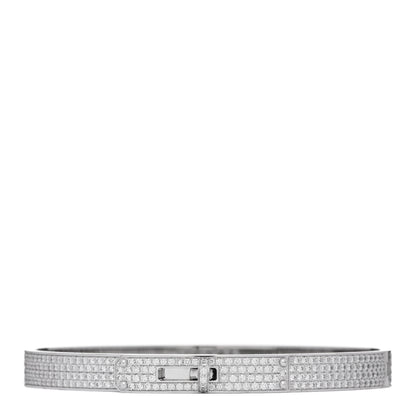 Hermes 18K White Gold Diamond Kelly Full Pave Bracelet XS 1 of 4