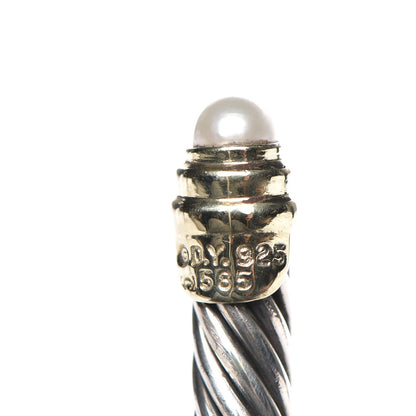 David Yurman Sterling Silver 14K Yellow Gold Pearl 5mm Cable Classics Petite Color Bracelet 6 of 6