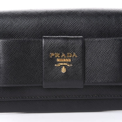 Prada Saffiano Bow Continental Wallet Black 11 of 12