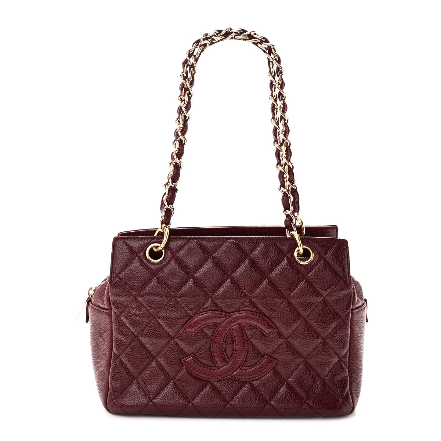 Caviar Quilted Petit Timeless Tote PTT Burgundy