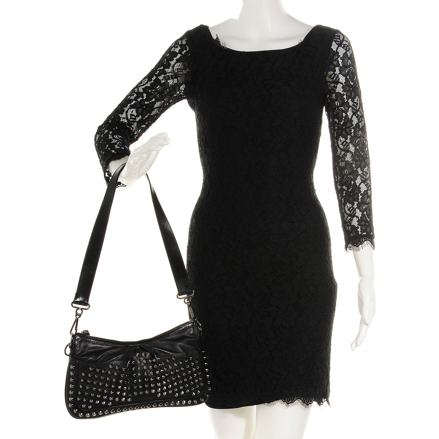 Lambskin Studded Sling Bag Black