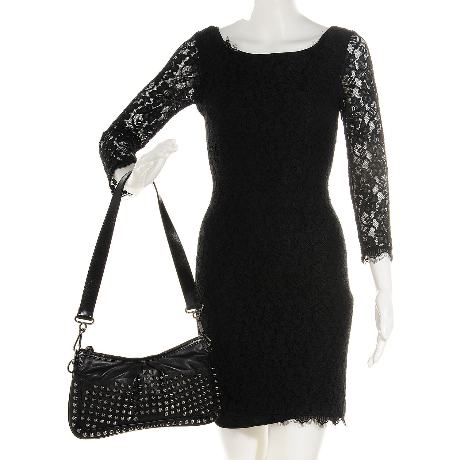 Burberry Lambskin Studded Sling Bag Black 2 of 8