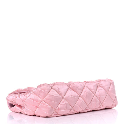 Chanel Satin Quilted Pleated Medium Single Flap Pink 4 of 10