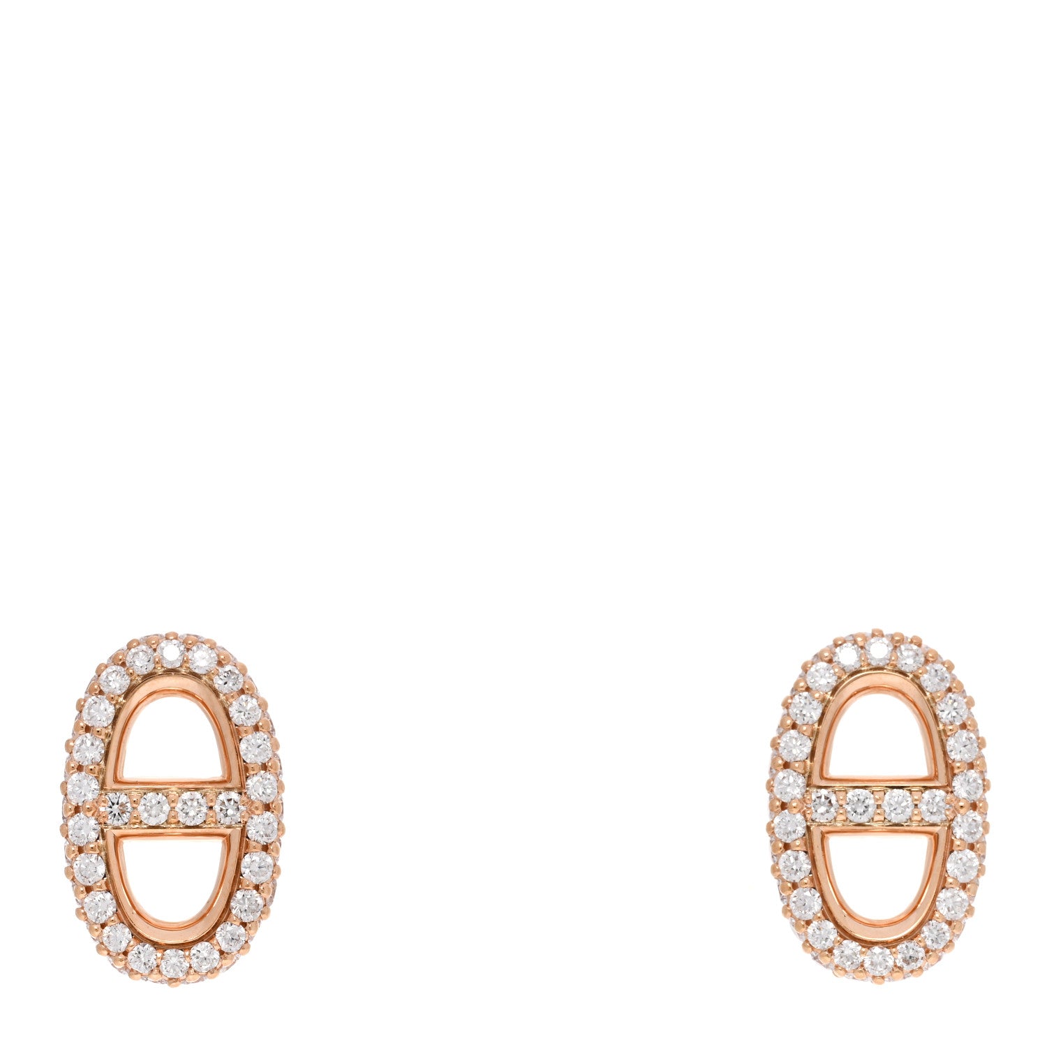 Hermes 18K Rose Gold Diamond New Farandole Earrings 1 of 5