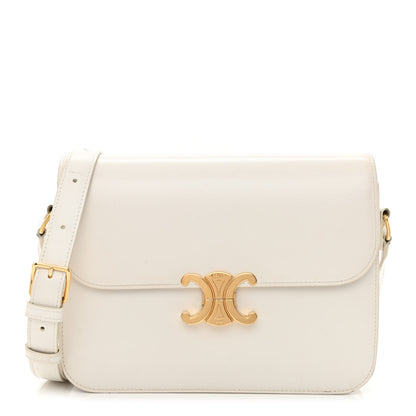 Celine Shiny Calfskin Medium Triomphe White 1 of 13