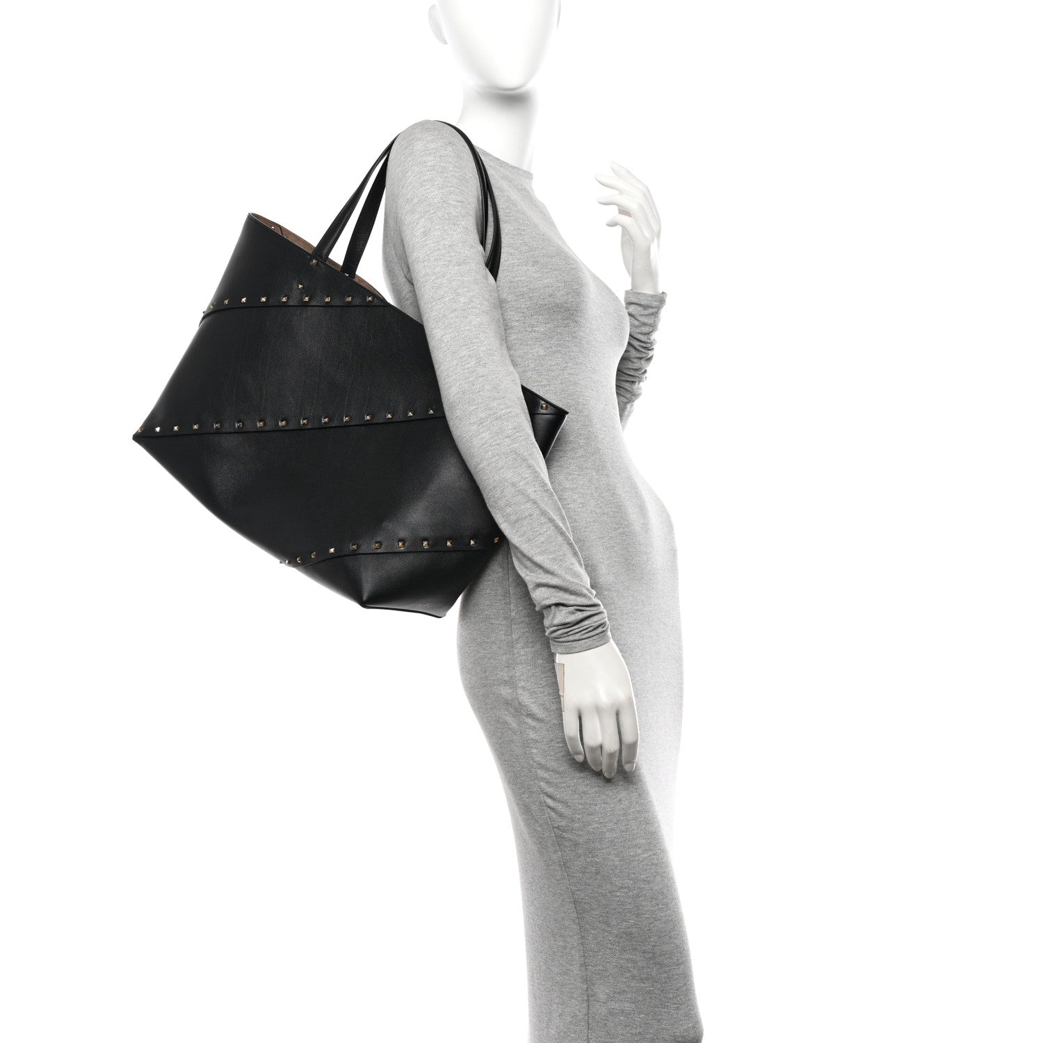 Valentino Garavani Calfskin Rockstud Large Wispy Tote Black 2 of 10