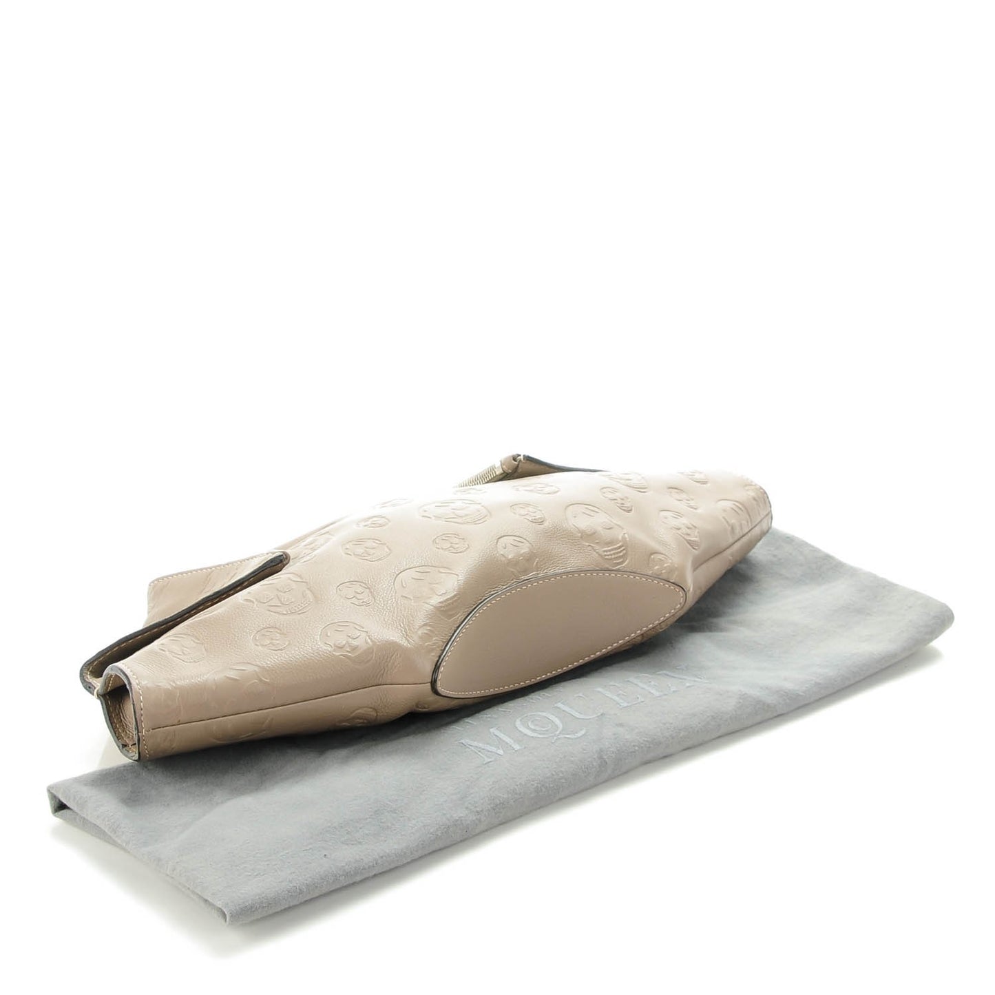 Calfskin Skull Embossed De Manta Clutch Natural Brown