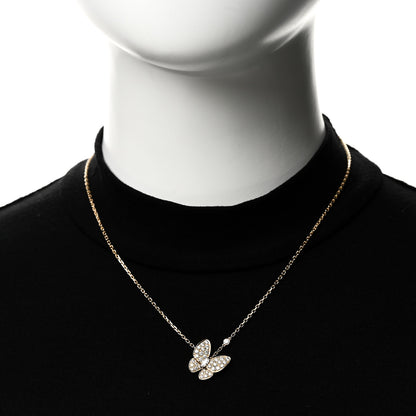 Van Cleef & Arpels 18K Yellow Gold Diamond Two Butterfly Pendant Necklace 2 of 8