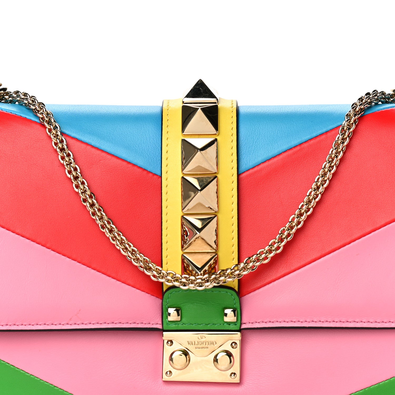 Valentino Garavani Vitello 1973 Medium Glam Lock Rockstud Flap Multicolor 8 of 40