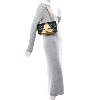 Chanel Lambskin Metallic Calfskin Crocodile Embossed 2.55 Cocodile Reissue 225 Flap Black Gold Black Gold 2 of 10