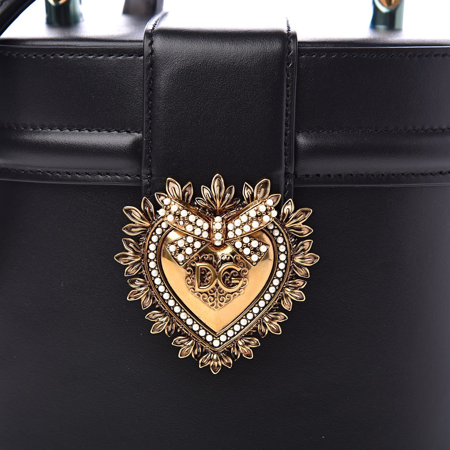 Smooth Calfskin Devotion Bucket Top Handle Bag Black