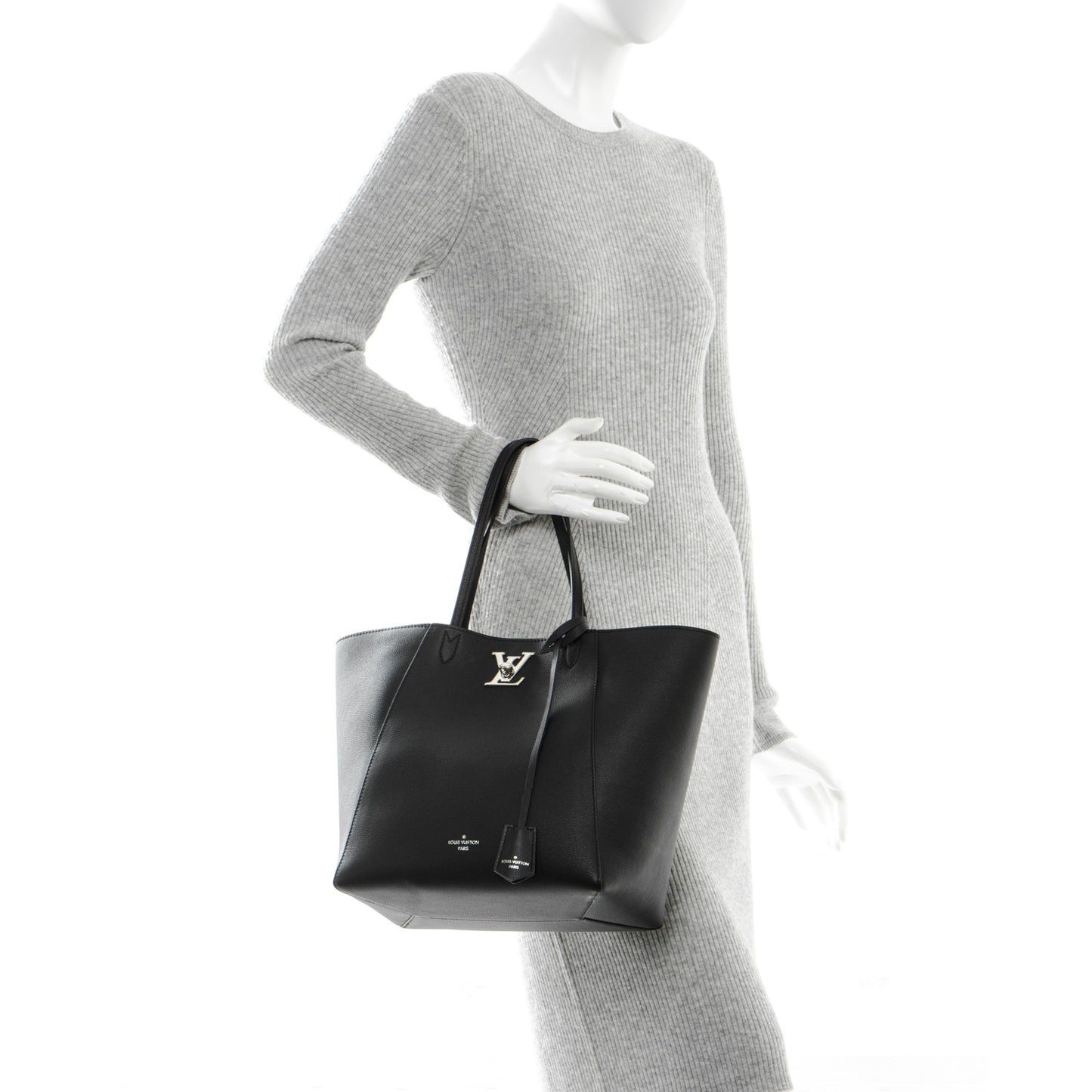 Calfskin Lockme Cabas Black