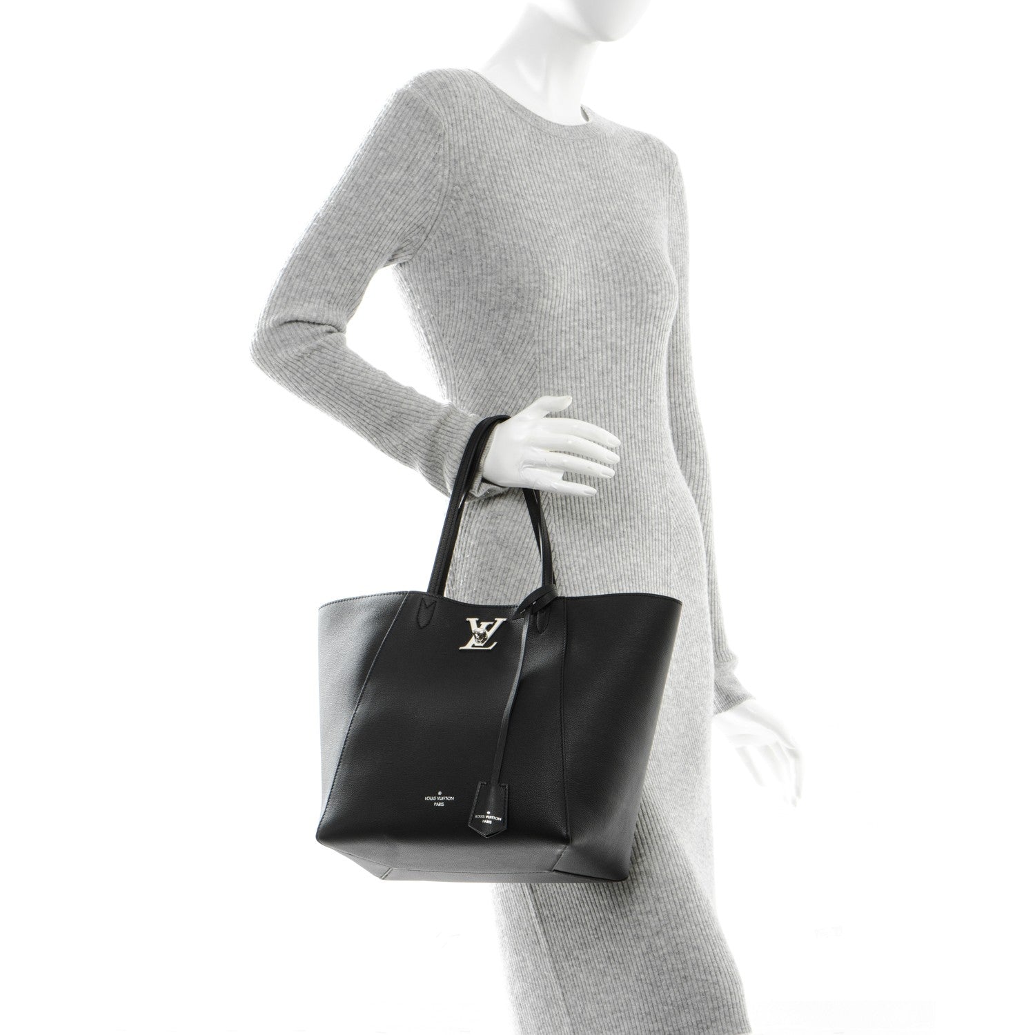 Louis Vuitton Calfskin Lockme Cabas Black 3 of 8