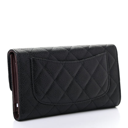 Chanel Caviar Quilted Long Flap Wallet Black 3 of 8