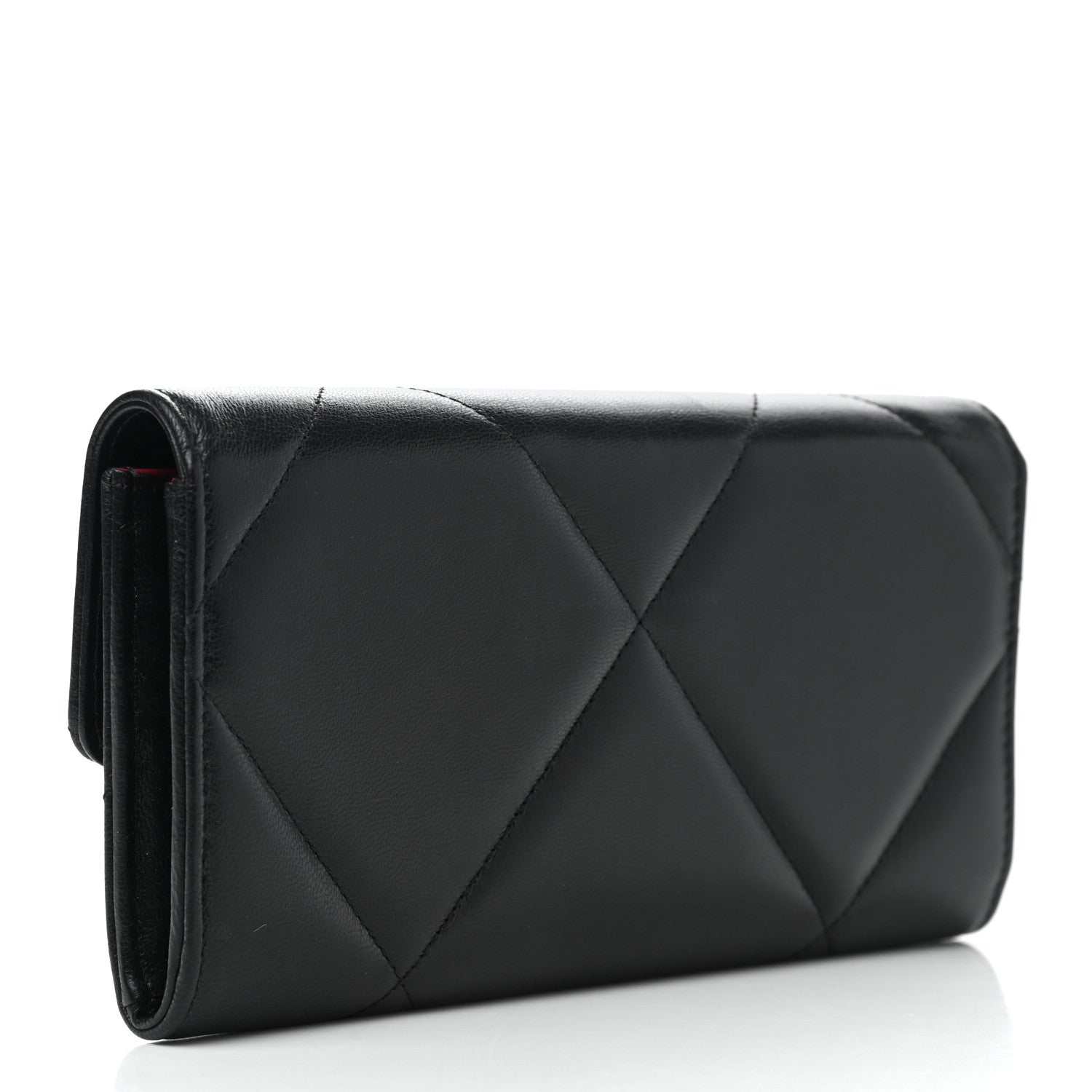 Chanel Shiny Goatskin Quilted Chanel 19 Flap Wallet Black 3 of 8