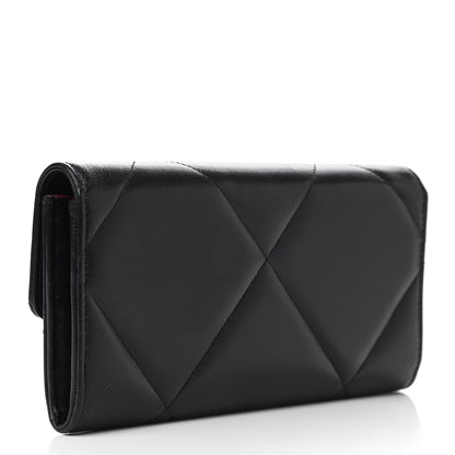 Chanel Shiny Goatskin Quilted Chanel 19 Flap Wallet Black 3 of 8