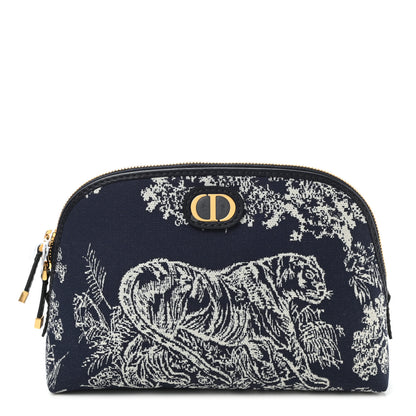 Christian Dior Embroidered Toile De Jouy 30 Montaigne Cosmetic Pouch Blue 1 of 7