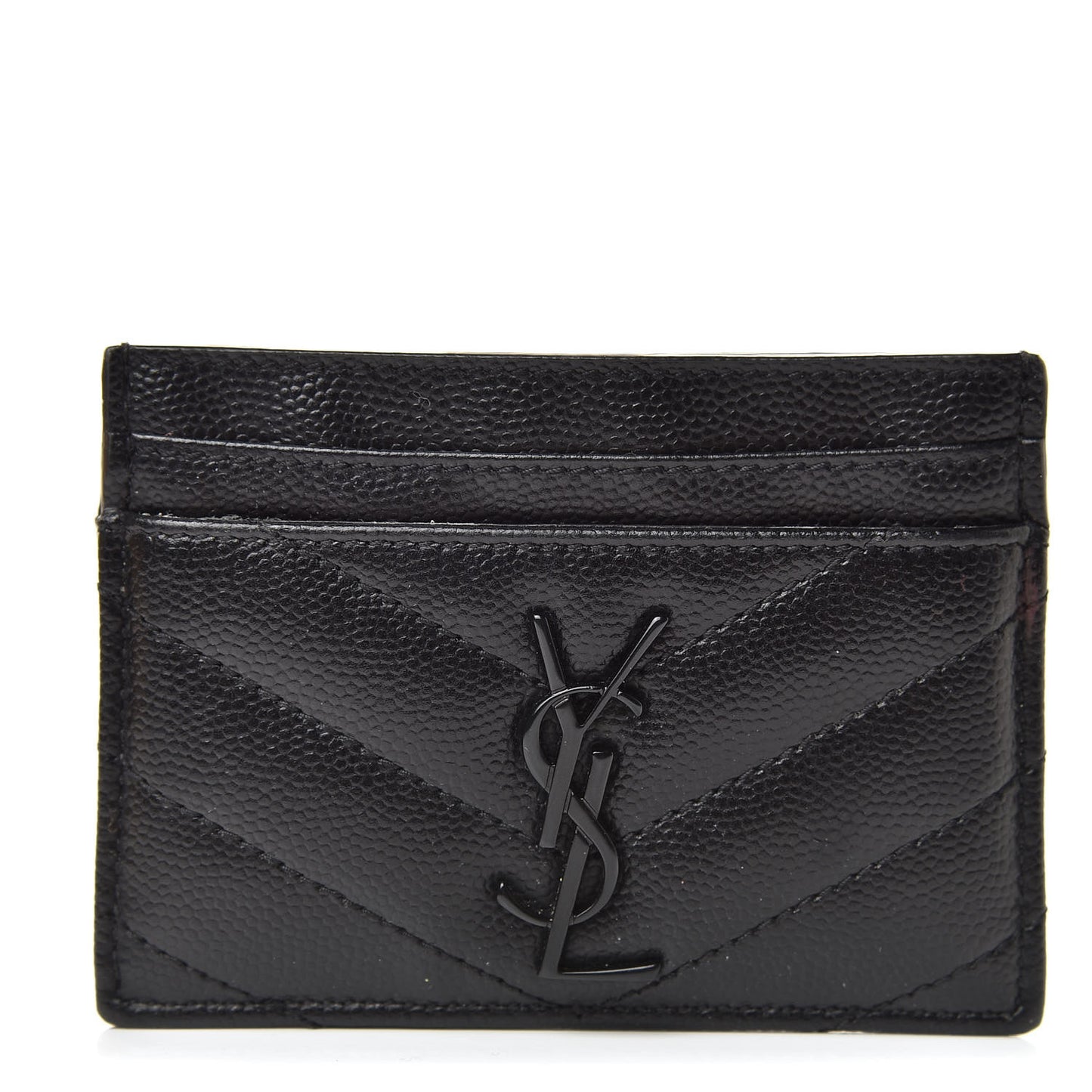 Grain De Poudre Matelasse Chevron Monogram Credit Card Case Black