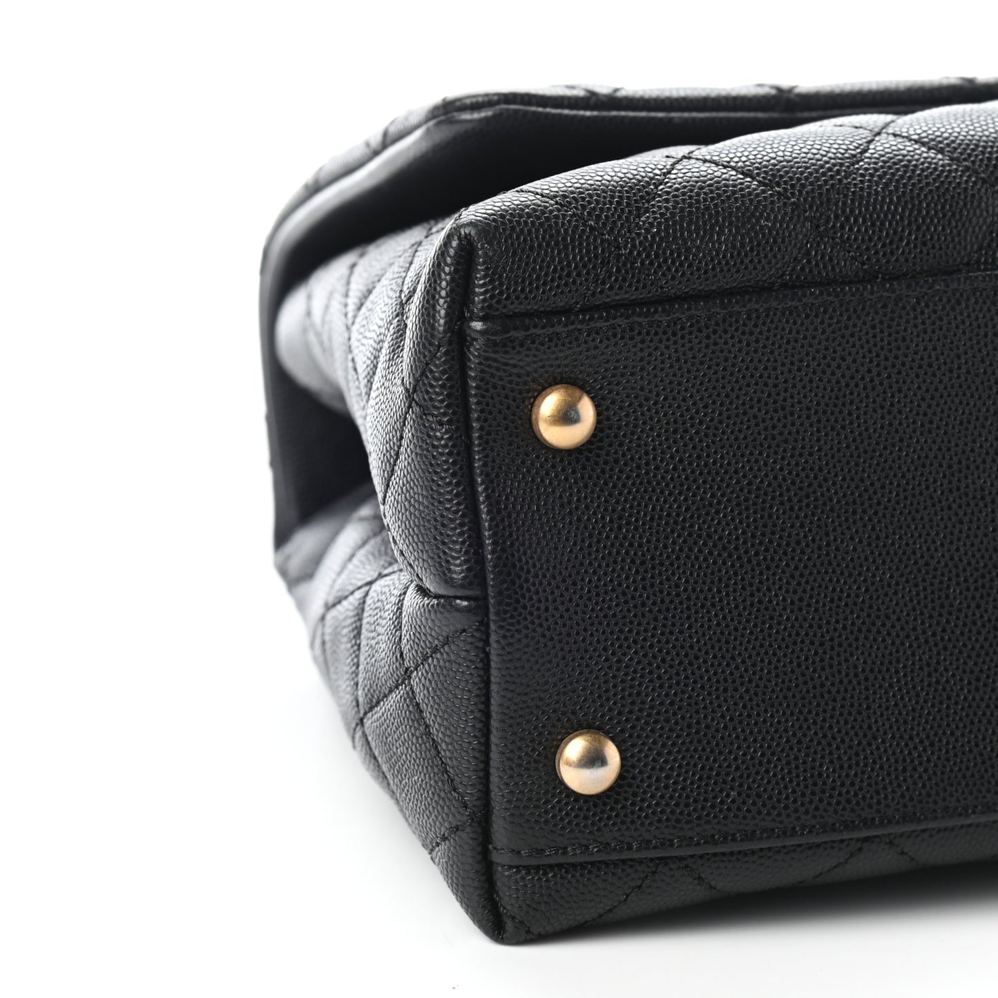 Caviar Lizard Embossed Quilted Small Coco Handle Flap Black