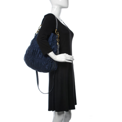 Prada Tessuto Nylon Gaufre Tote Blue 3 of 10