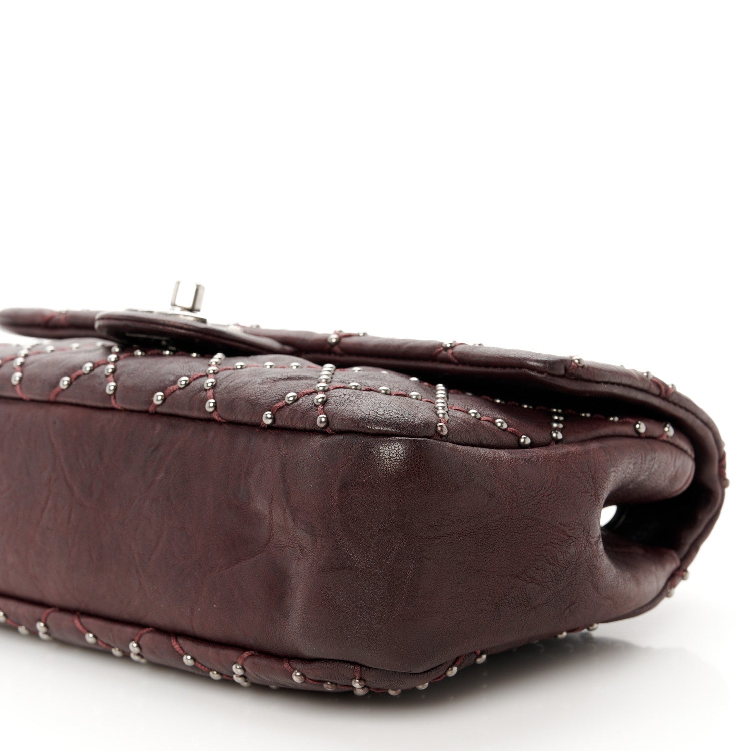 Chanel Washed Lambskin Studded Metal Beauty Flap Burgundy 11 of 11