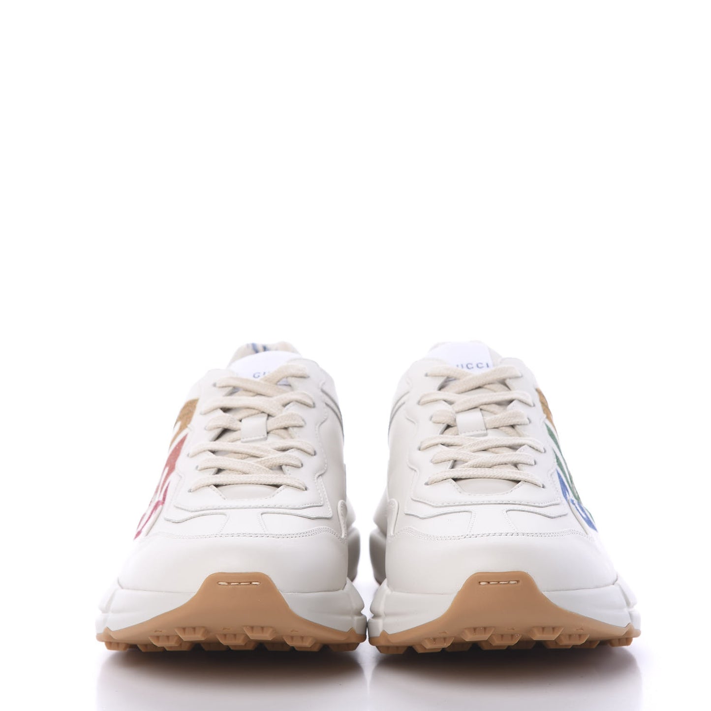 Calfskin Glitter Game Logo Womens Rhyton Sneakers 41 Mystic White