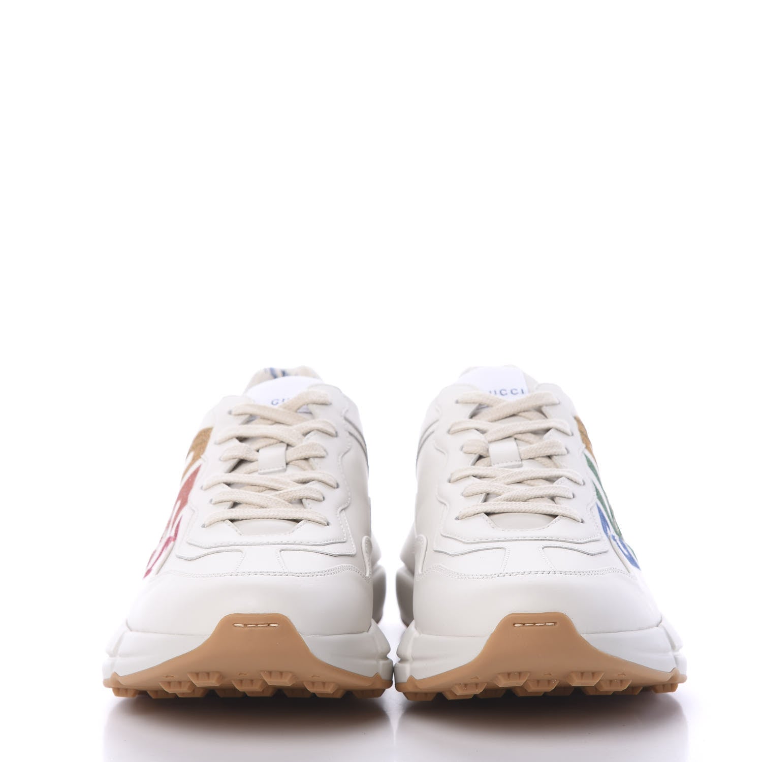 Gucci Calfskin Glitter Game Logo Womens Rhyton Sneakers 41 Mystic White 2 of 7