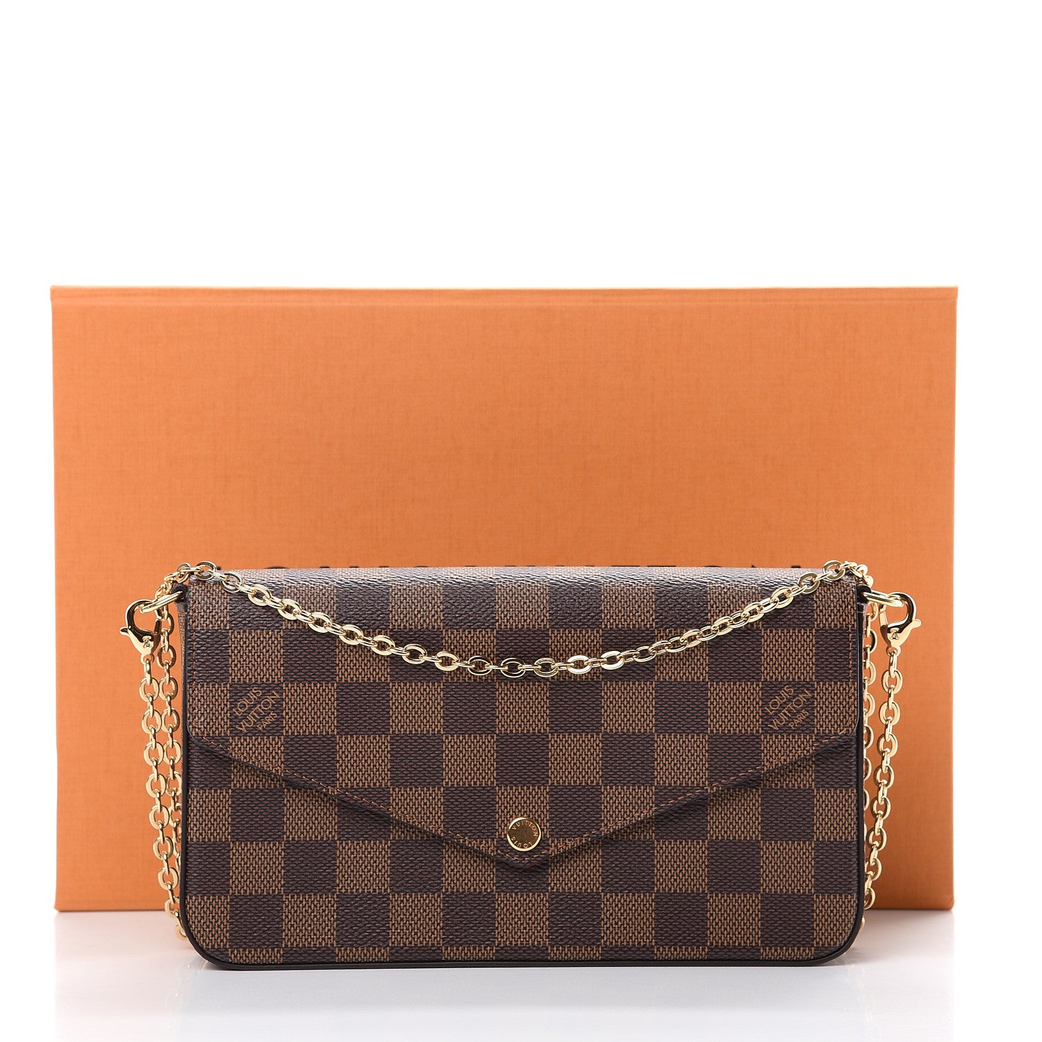 Louis Vuitton Damier Ebene Pochette Felicie Chain Wallet 10 of 10