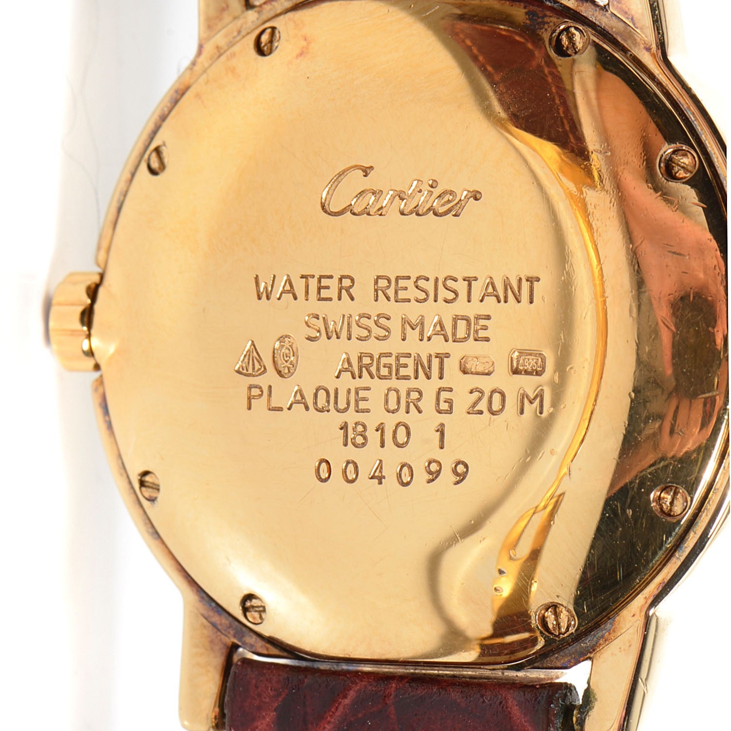 Cartier Sterling Silver Vermeil Alligator 33mm Must De Cartier Quartz Watch Burgundy 8 of 9