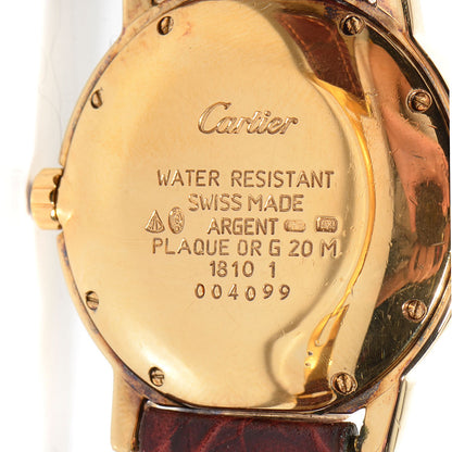 Cartier Sterling Silver Vermeil Alligator 33mm Must De Cartier Quartz Watch Burgundy 8 of 9