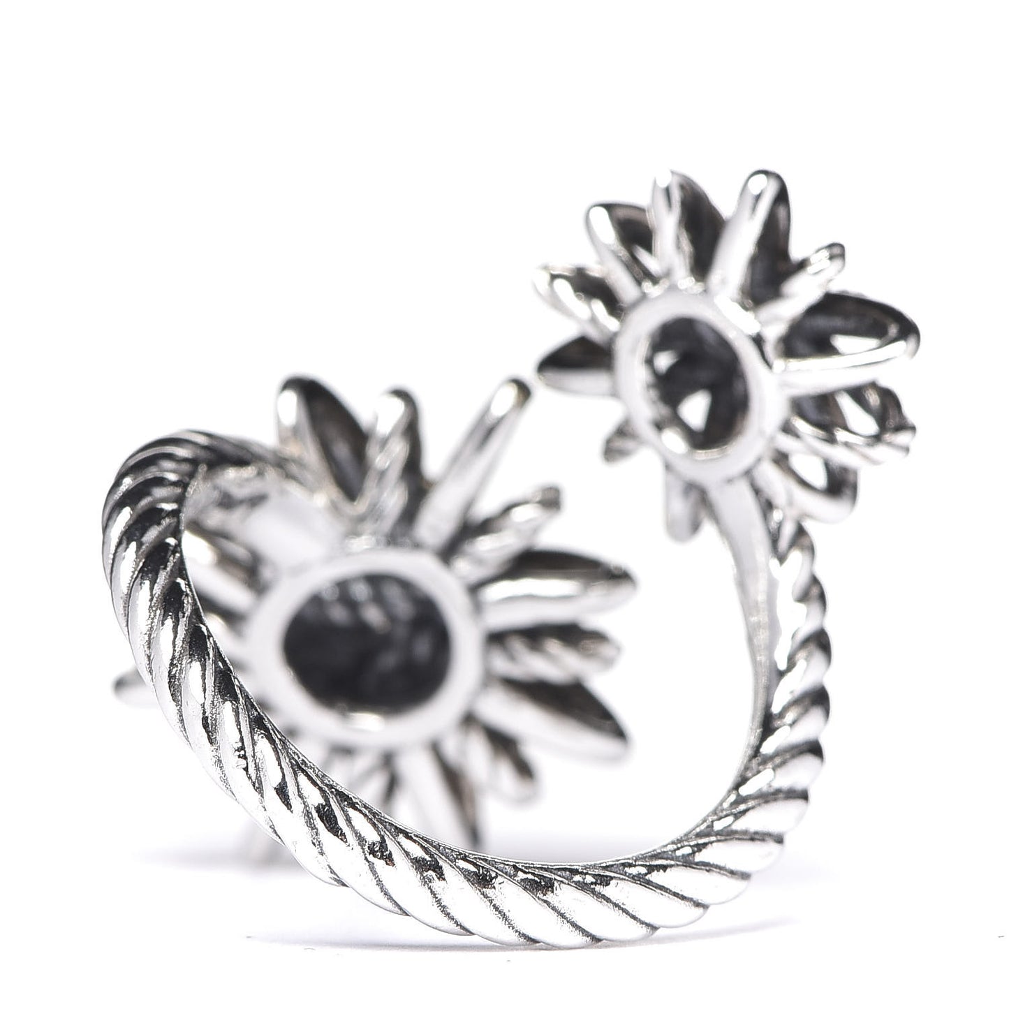 Sterling Silver Diamond 28mm Open Starburst Ring 54 6.75
