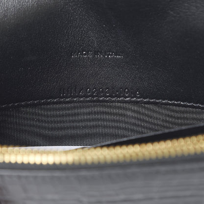 Saint Laurent Calfskin Crocodile Embossed Monogram Envelope Chain Wallet Black 7 of 13