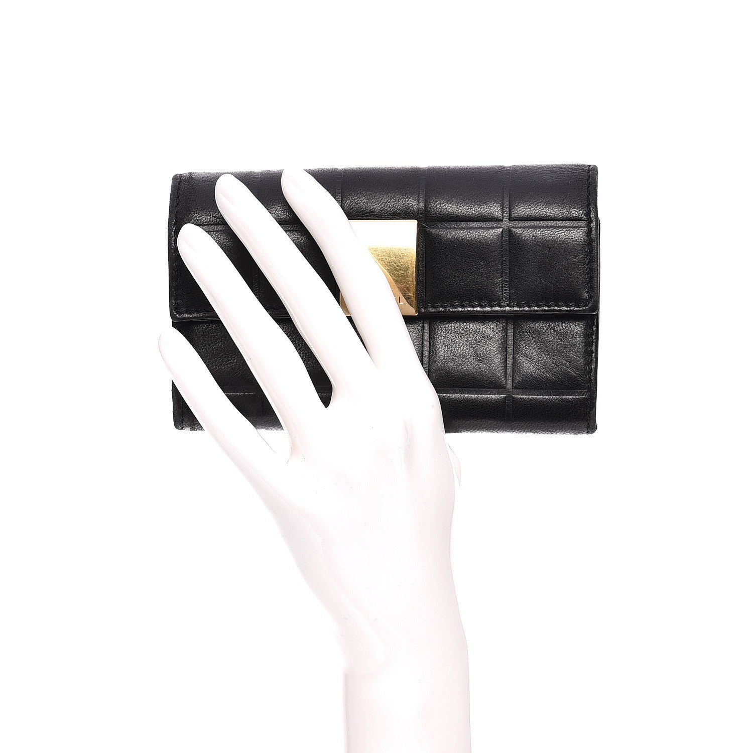 Chanel Lambskin Chocolate Bar Quilted Wallet Black 2 of 8