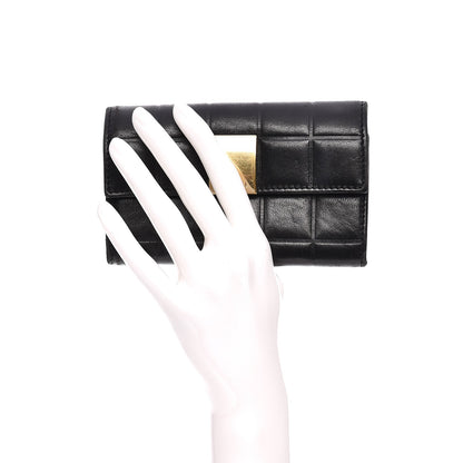 Chanel Lambskin Chocolate Bar Quilted Wallet Black 2 of 8