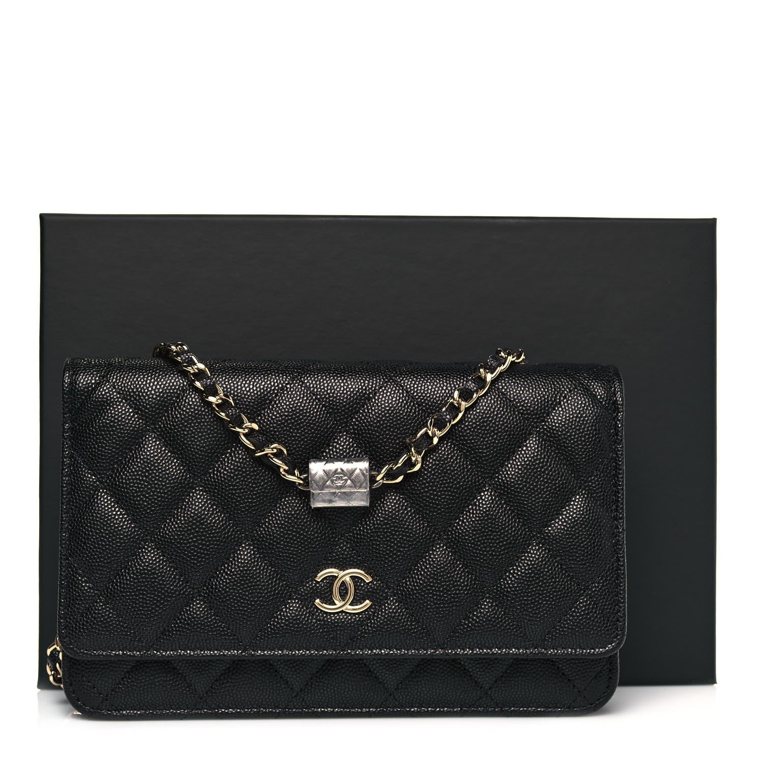 Chanel Caviar Quilted Wallet With Charms On Chain WOC Black 15 of 15