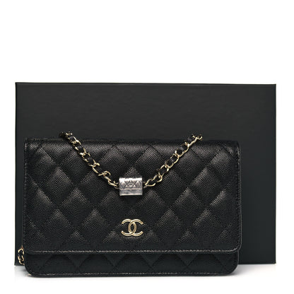 Chanel Caviar Quilted Wallet With Charms On Chain WOC Black 15 of 15