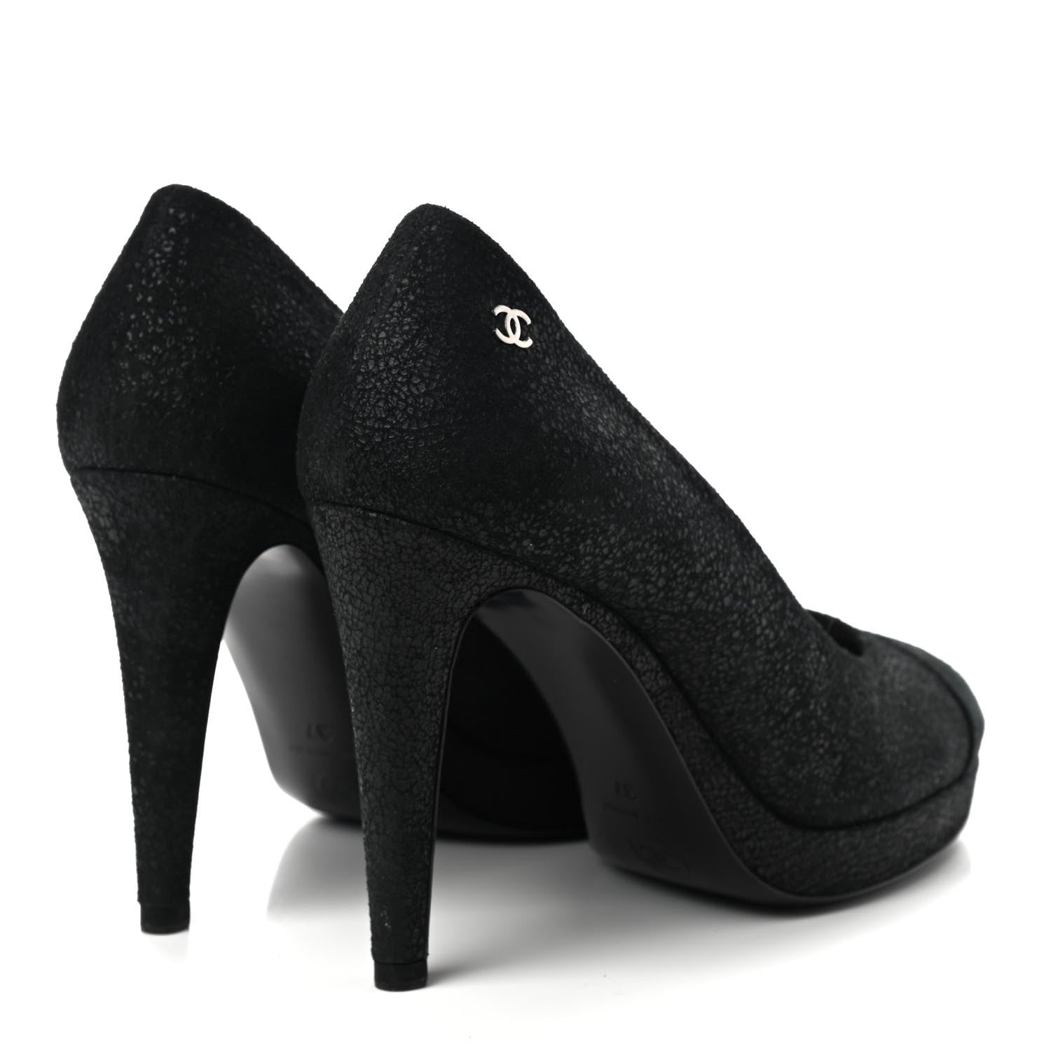 Chanel Calfskin Buffalo Cap Toe CC Pumps 37 Black 4 of 8
