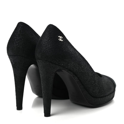 Chanel Calfskin Buffalo Cap Toe CC Pumps 37 Black 4 of 8