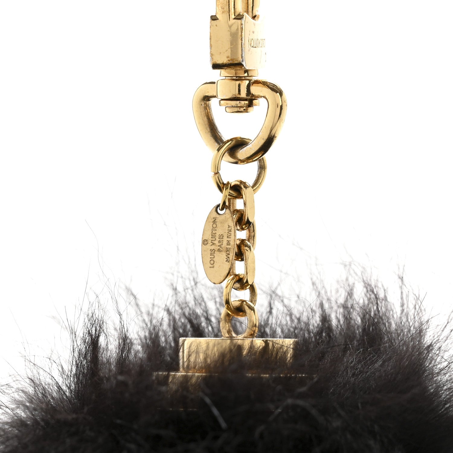 Louis Vuitton Mink Fur Fluffy Bag Charm Black 3 of 4