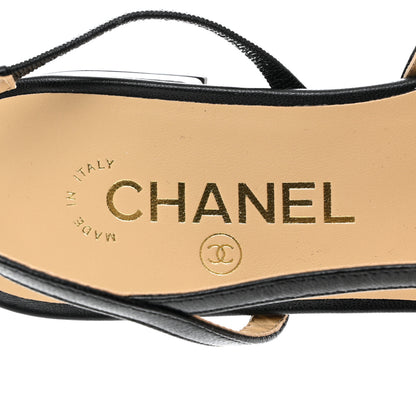 Chanel Goatskin Grosgrain CC Slingback Flats 38.5 Black 6 of 9