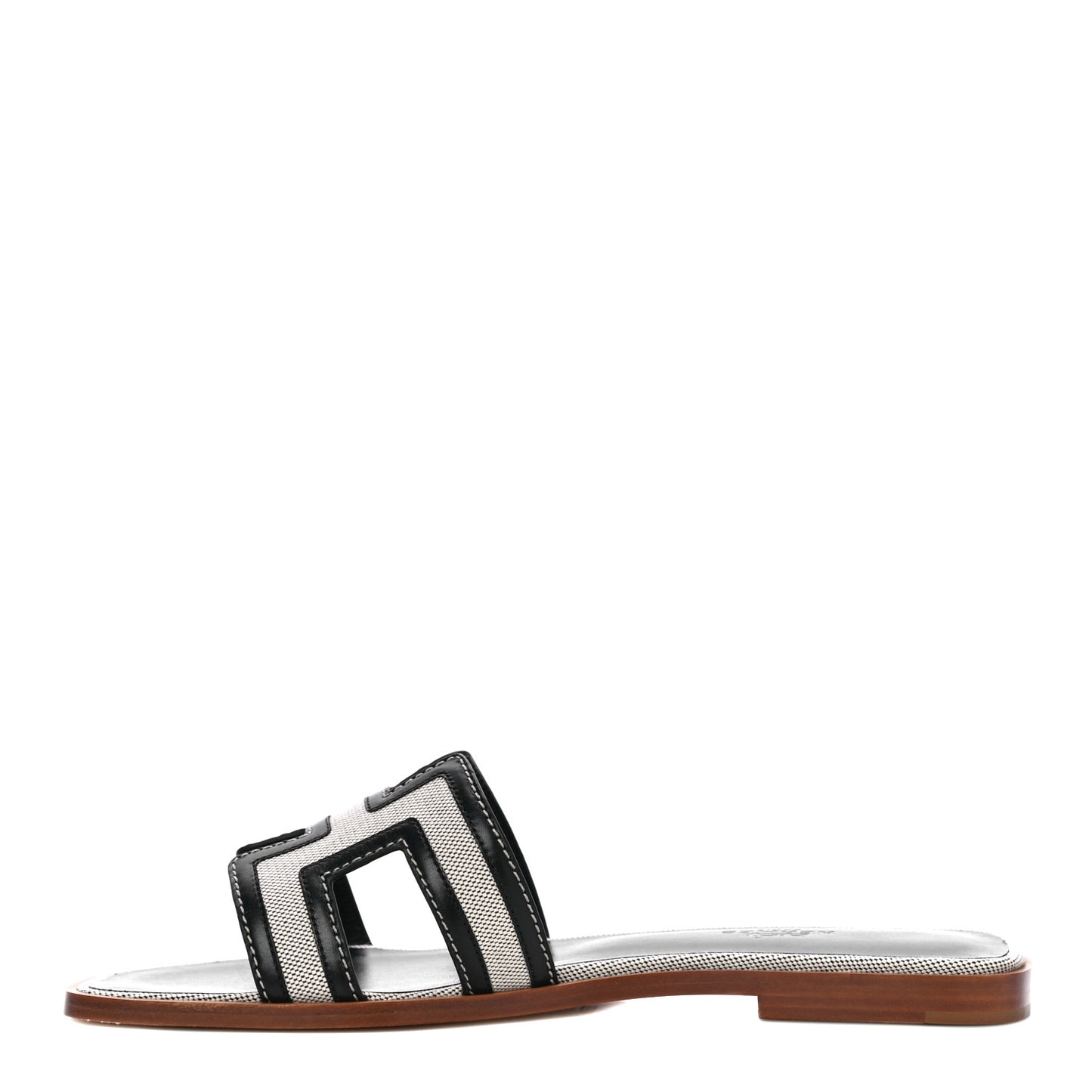 Calfskin Canvas Oran Sandals 38 Black